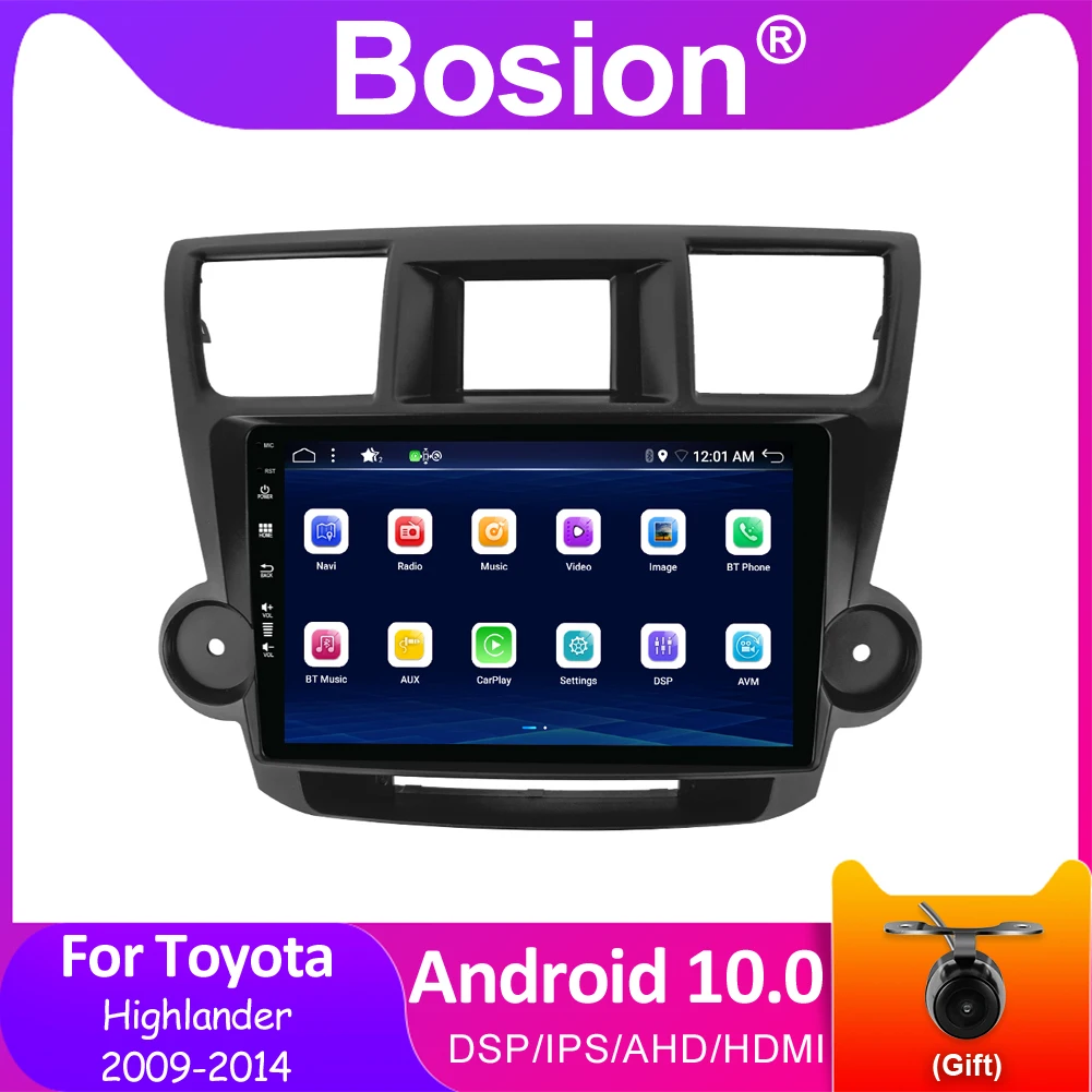 Bosion REPRODUCTOR Multimedia para coche Toyota Highlander, Radio 2 din