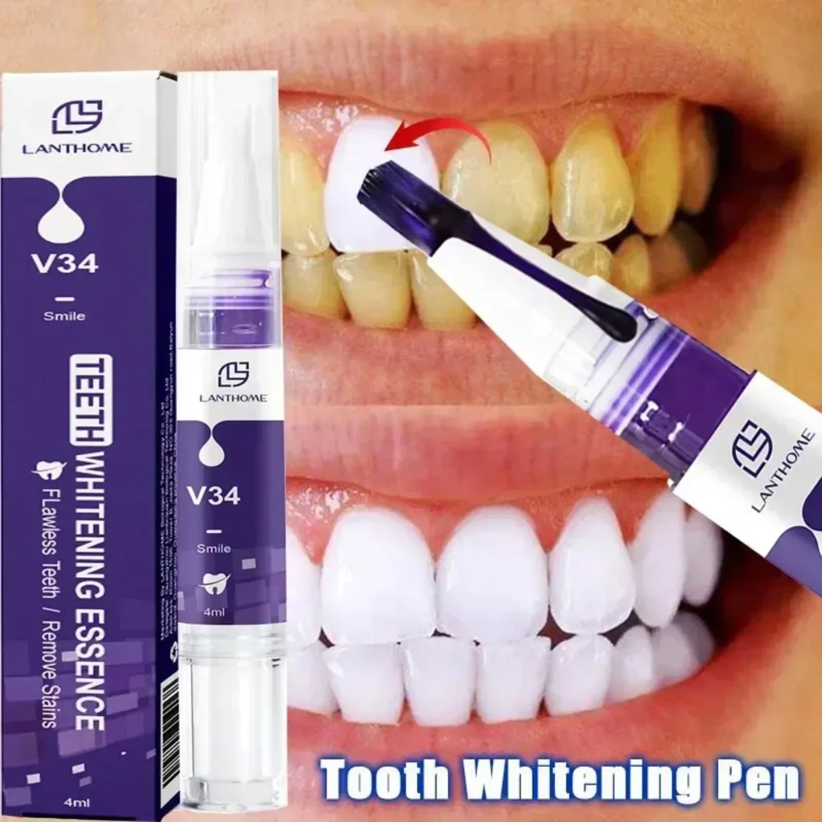

Rotary Type Teeth Whitening Pen V34 Purple Toothpaste Remove Plaque Stains Oral Hygiene Cleaning Dental Fresh Breath Gum Health