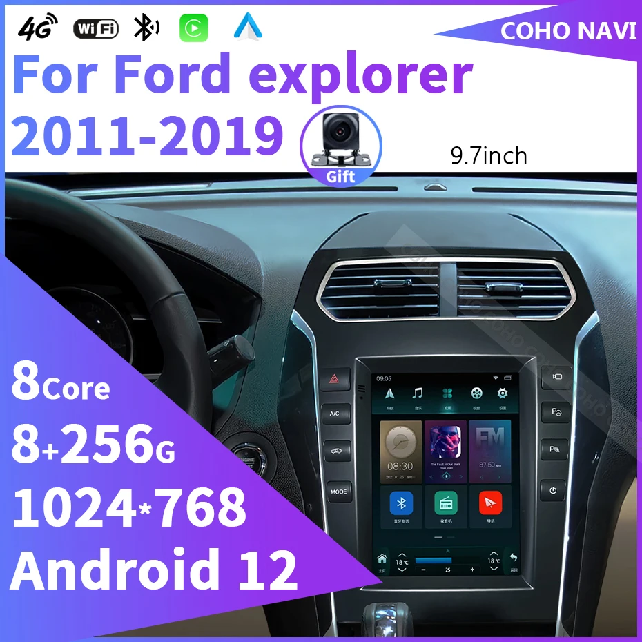 

For Ford erplorer 2011-2019 1024*768 Resolution UIS 7862S Octa-core 8+256G Car Navigation CarPlay Car Radio Multimedia Android12