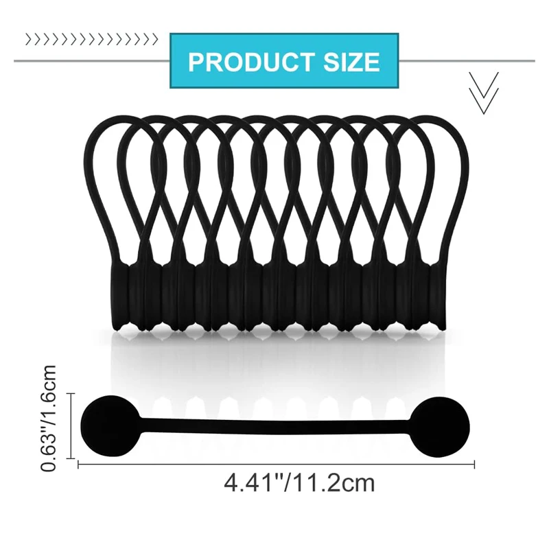Magnetic Cable Clip 10Pcs Magnetic Silicone Cable Organizer Ties Reusable Ties for Home, Kitchen, Office magnetic cable clip