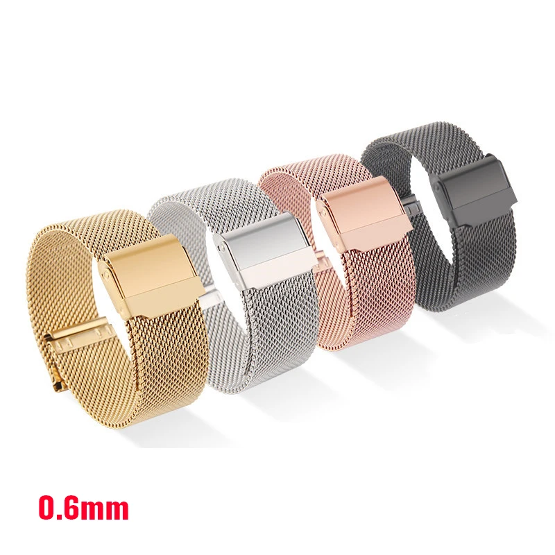 Elegant Milanese Stainless Steel Mesh Watch Band with Adjustable Widths