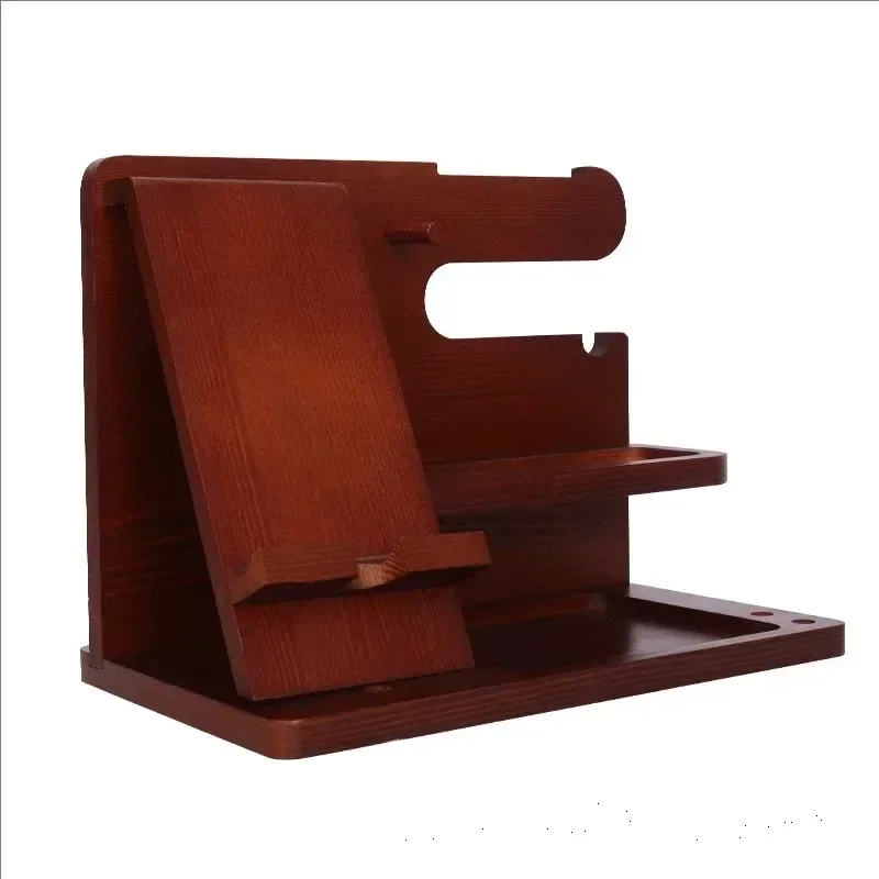 Solid Wood Phone Stand Desktop Creative Storage Rack Multifunctional Hanging Watch Glasses Key Accessories -1pcs 5