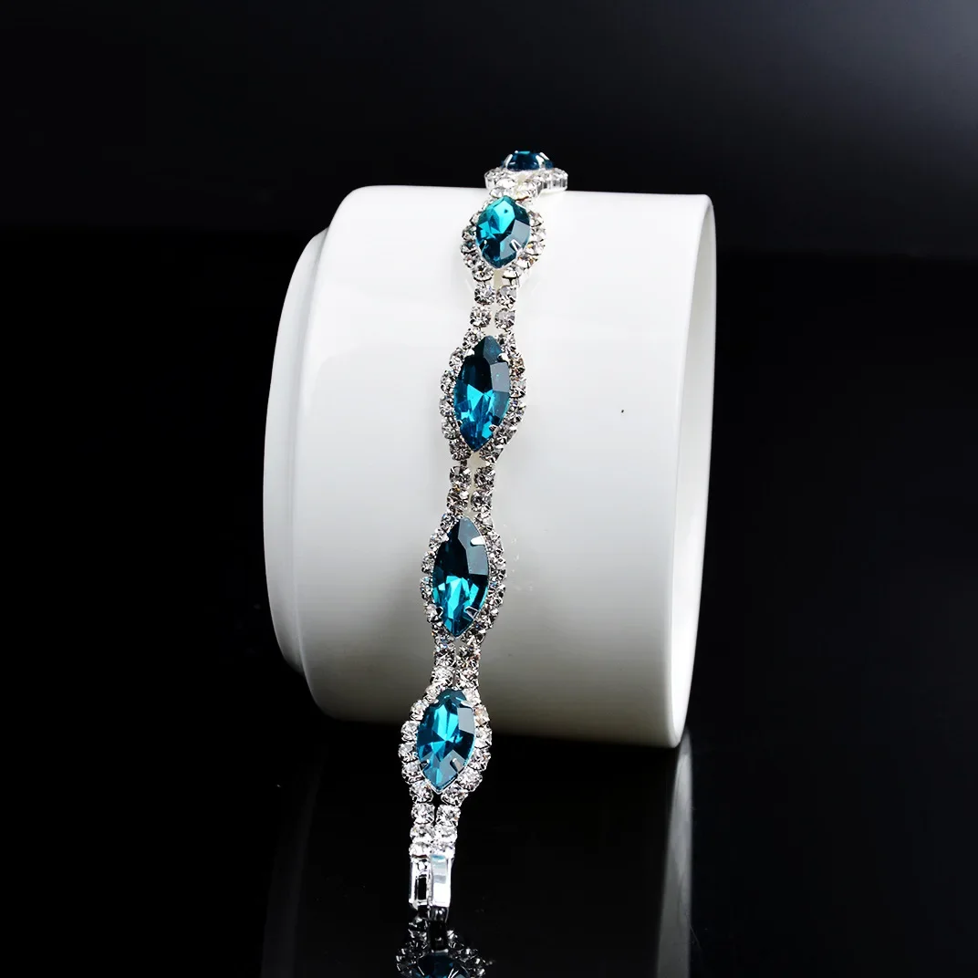 

Solid 925 Silver Sapphire Strand Bracelets for Women Engagement Jewellry Bohemia Silver 925 Jewelry Pulseira Feminina Bracelet