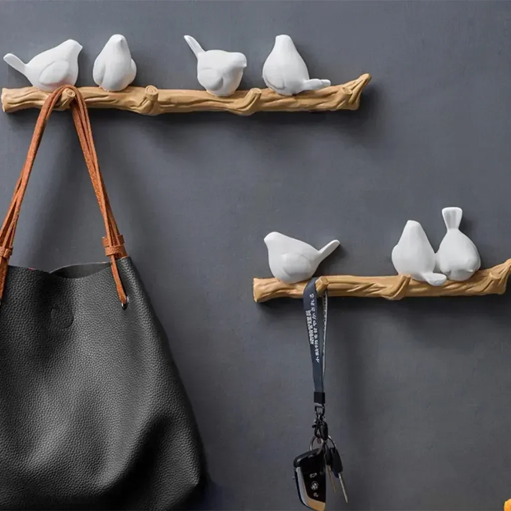 

Hooks On Birds Hat Bag for Hangers Door Coat Mounted Home Kitchen Branch Living Bird Resin Hook Wall Organizer Room Robe Keys