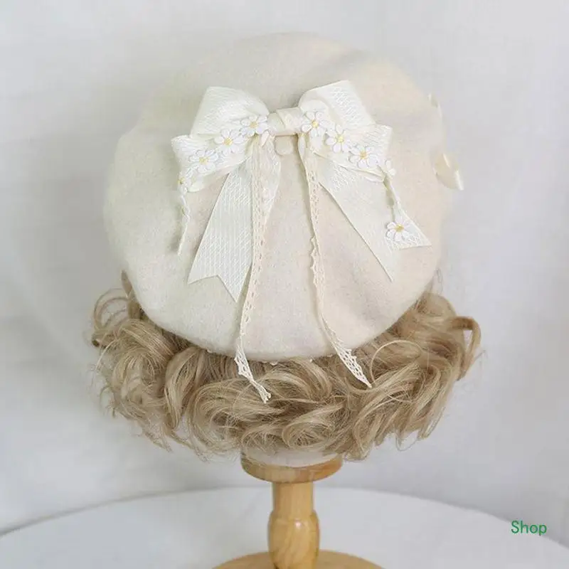 Dropship 세련된 로리타 베레모 모자 베레모 모자 여성용 Balmoral hat Slouchy Painter Hat Square Face 용 모든 경기 Newsboy