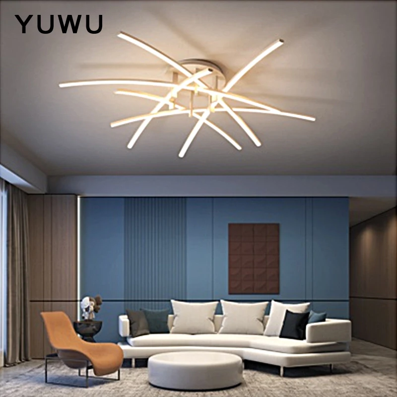 

Simple modern atmosphere living room ceiling lamp personality Nordic line headlight hall main lamp led bedroom dining room lamp