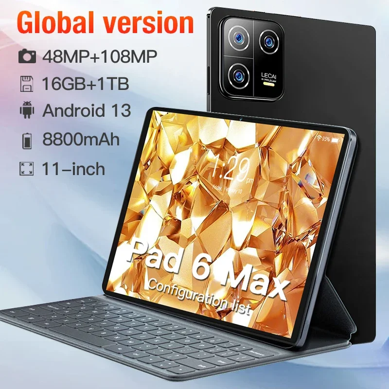 

Global Version 2024 New Tablet Pad 6 Max 16G+1TB Android13 PC Tablets 11.0inch 8800mAh TableTs 5G 4g Original Tablet Mi Pad