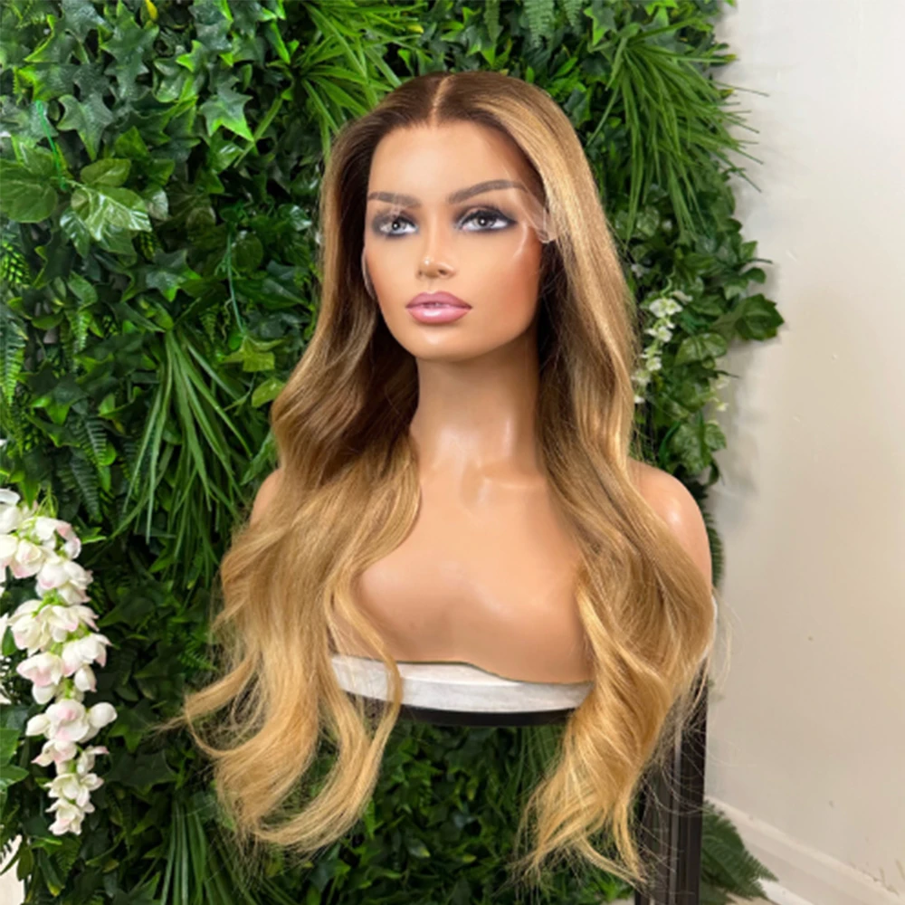 RootedGoldenBlondeHumanHairWigTransparentHDFullLaceWigs