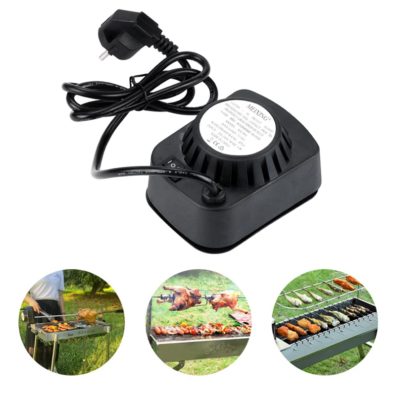 BBQ Grill Motor Meat Forks Set Rotating Motor Electric Automatic Rotisserie Spit Rod For Camping Household Cooking BBQ Motor Set 2