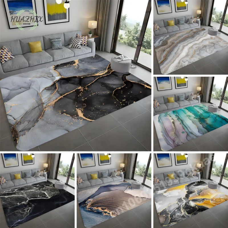 

Marble Pattern Carpet Bedroom Home Living Room Large Area Light Luxury Rugs Sofa Doormat Bedside Floor Soft Mat Anti Slip Rug