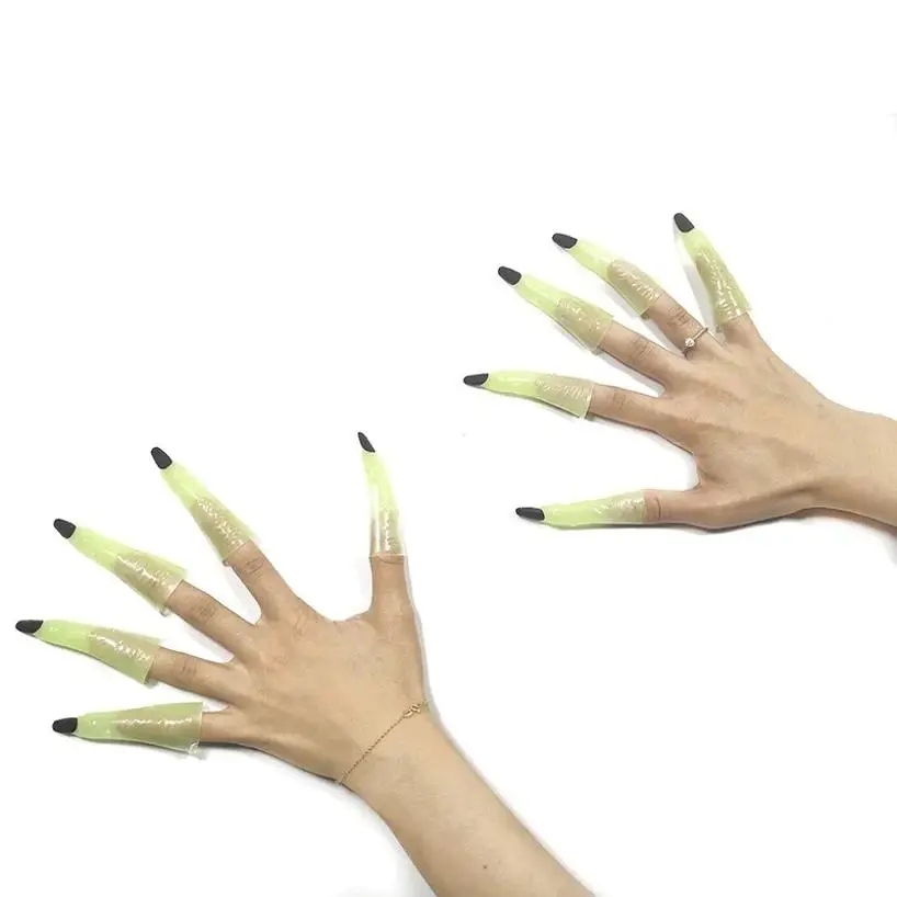 10Pcs/set Nail Luminous Fake Fingers Cover Halloween Cosplay Prop Party Decorations Toys