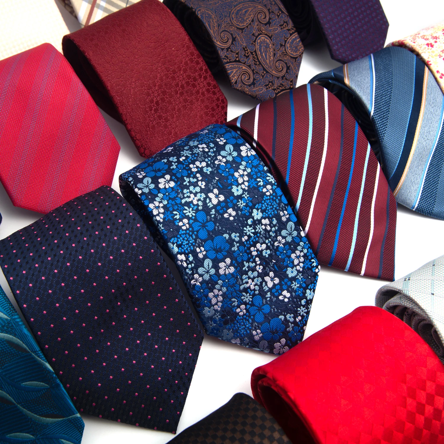100% Silk Men Red Tie Necktie Dark Red Suit Accessories Plaid Man's Cravat Fit Wedding Holiday Par