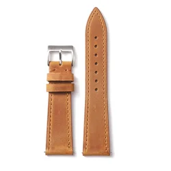 Elegant Quick Release Vintage Watch Strap - Black/Brown Leather with Stainless Steel Buckle - 22mm (Light Brown)