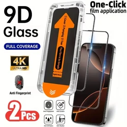 2 - Piece One - Click Install HD Clear Tempered Glass Screen Protector Set - High Definition