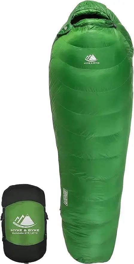 

Hyke & Byke Katahdin 0°F Cold Weather Mummy Hiking & Backpacking Sleeping Bag - Synthetic 625 FP 4 Season Sleeping Bags for