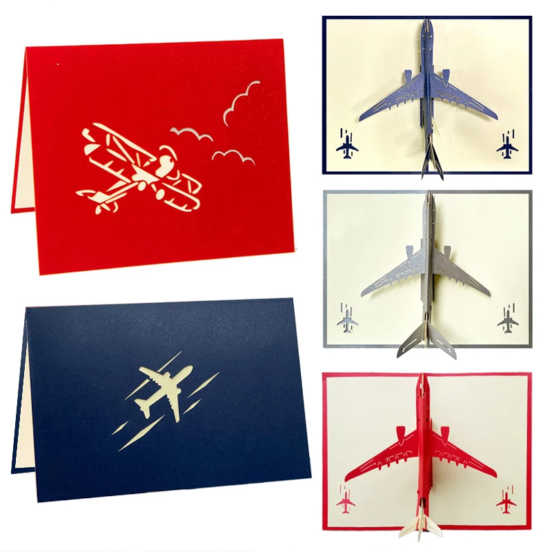 Greeting Cards 3D Greeting Card Retro Airplane Model Hollow Paper Carving Festival Gathering Invitation Letter Household Party Supplies TMZ
