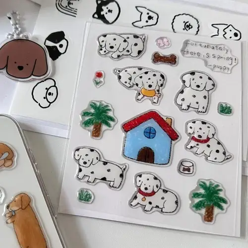 Cute Cartoon 3D Snowman Dogs Crystal Drop Rubber Stickers Kawaii Deco Stickers DIY Phone Sticker for IPad Mobile Phone Computer - Image 3
