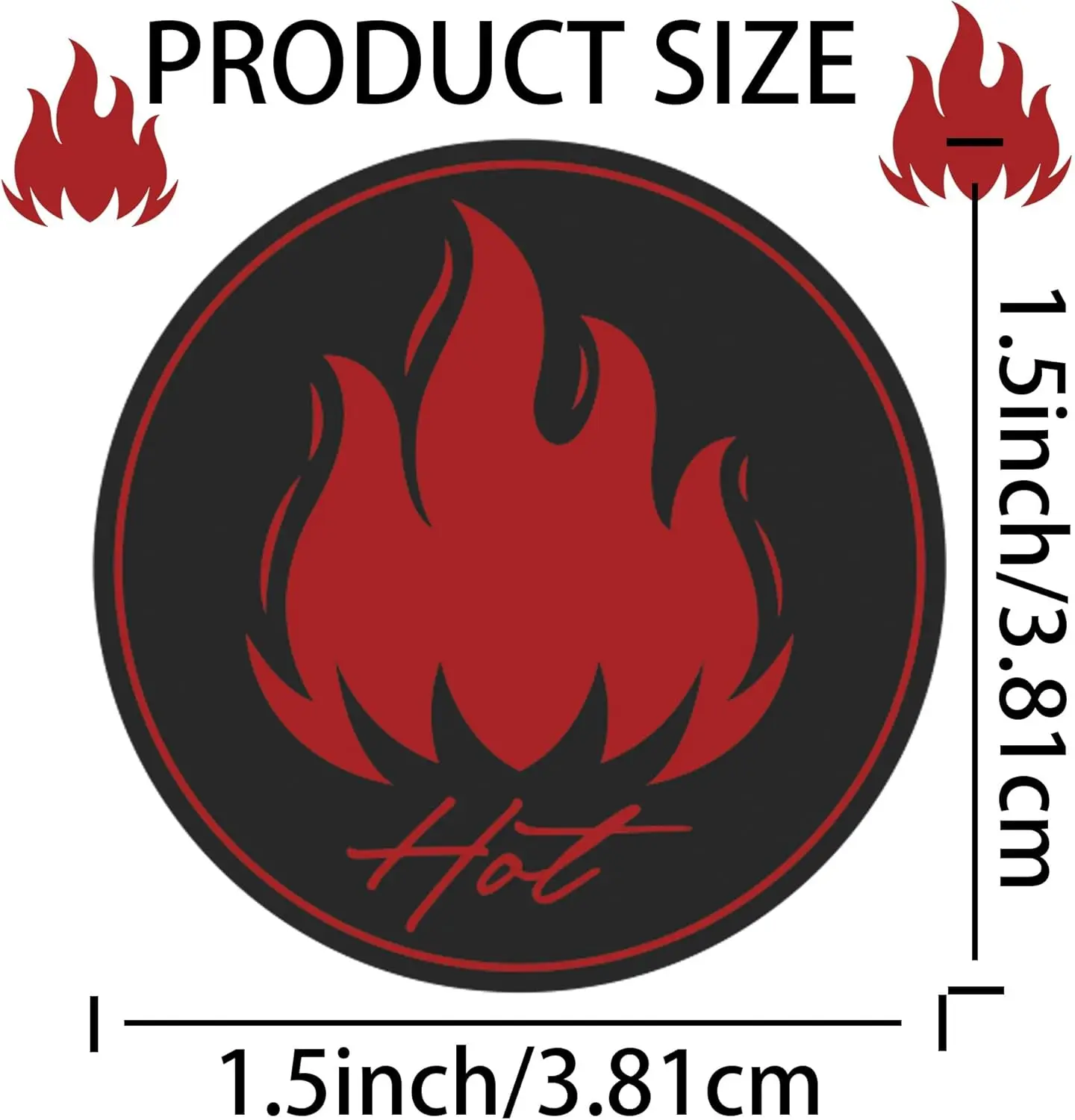 Red Flame Shaped Sticker 1.5 Inch HOT Imprint Flame Labels for Supermarkets, Convenience Stores, Coffee Shops 240Pcs