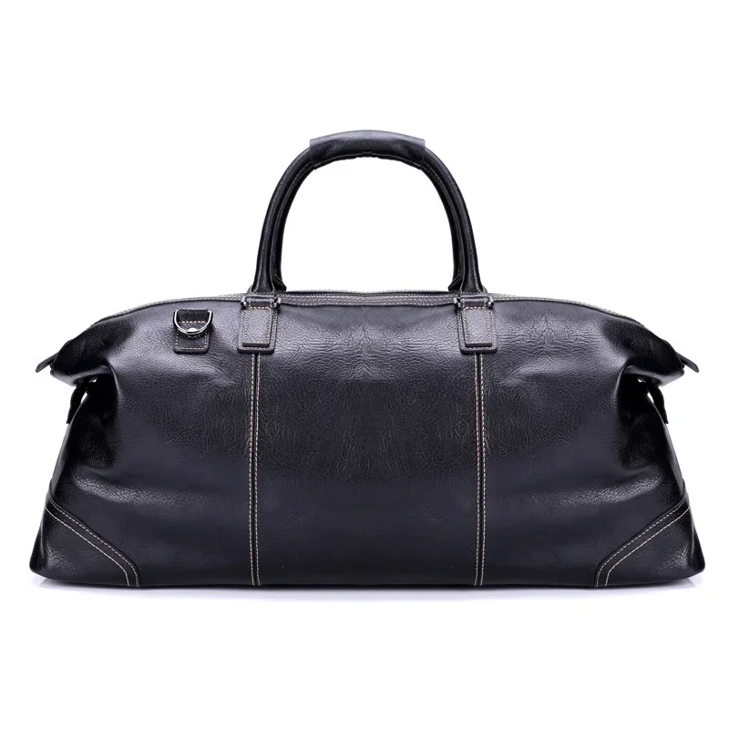 

New Black Mens Genuine Leather Travel Bags Fashion Brand Weekend Bag Hand Luggage Bag Large Capacity Male Duffle Bags Carry On