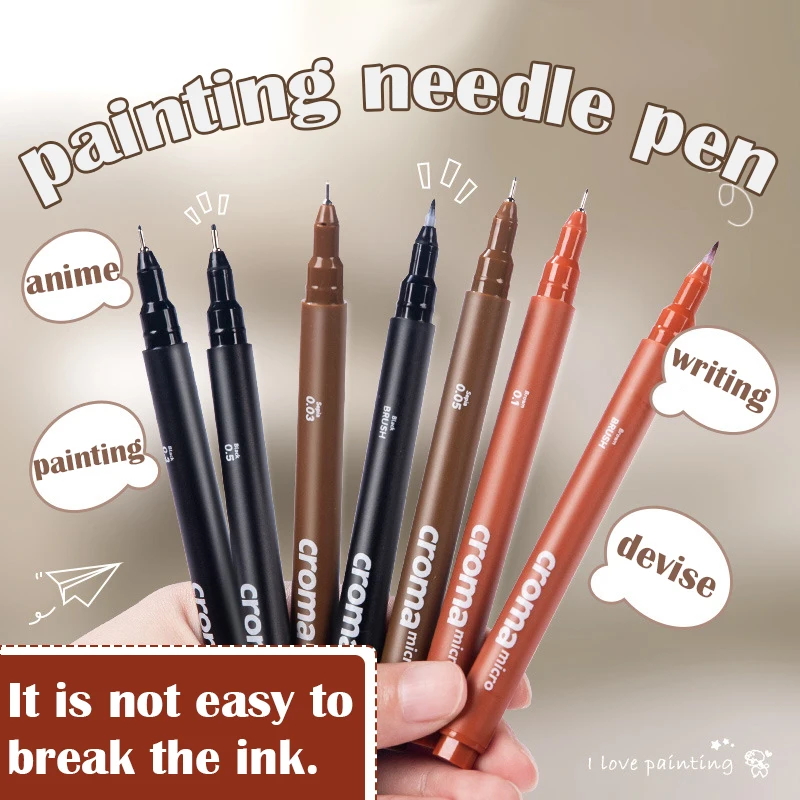 Fineliner Pen Micron Liner 0.05 0.03 0.1 0.5 Brush Tip Sketching Manga Drawing Color Sketch Stationery
