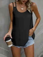 Minimalist Double-Strap Camisole, Slim-Fit V-Neck Design, Silk-Cool Breathable Fabric, Sleeveless Cool Summer Outer Layer, All-S