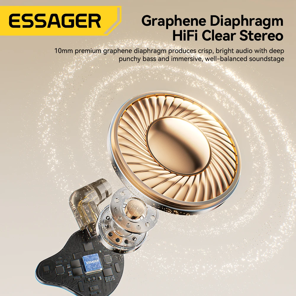 Essager USB Type C 3.5mm Game Wired Earphones In Ear HiFi Headphones Bass Stereo Game Music Earplugs Noice Cancelling Headset