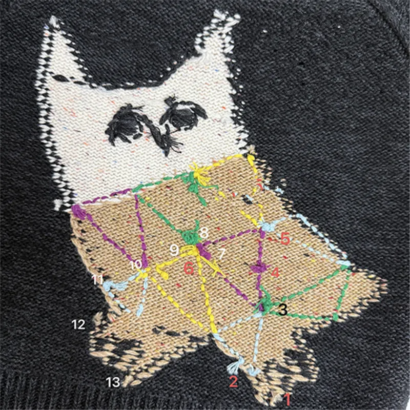 Girl Vintage Embroidered Sweater Winter Cartoon Owl Kids Clothes Children's Knitted Sweater Baby Boy Knitwear Pullover
