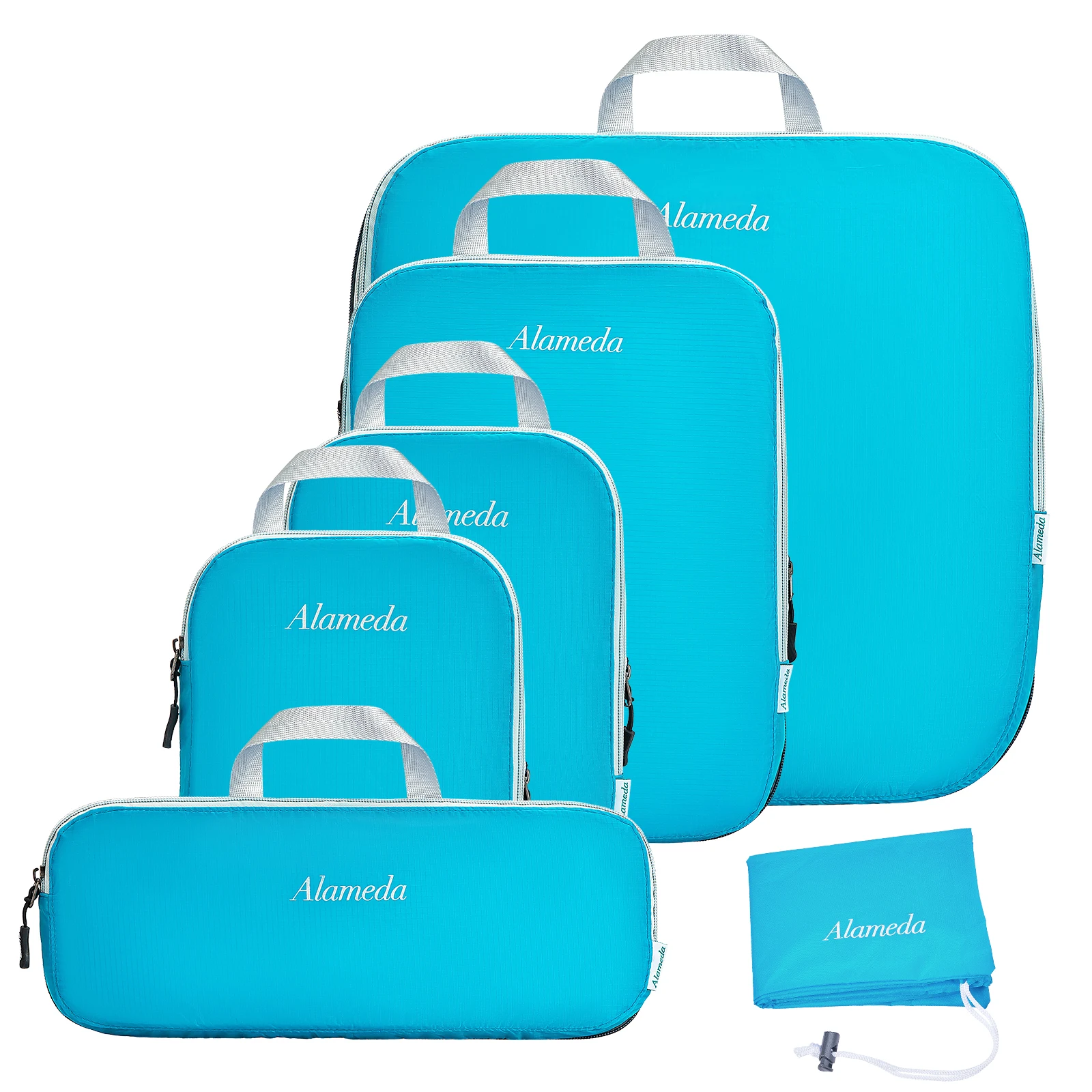 

Compression Packing Cube Set 6pcs for Carryon Luggage, Travel Packing Organizers for Luggage/Backpack-Blue