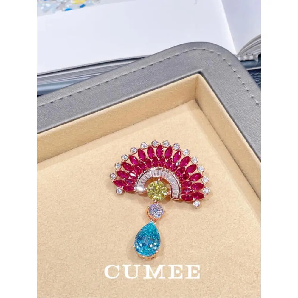 CUMEE 금도금 브로치, 합성 원석 재배, 레트로 디자인, 새로운 스타일,