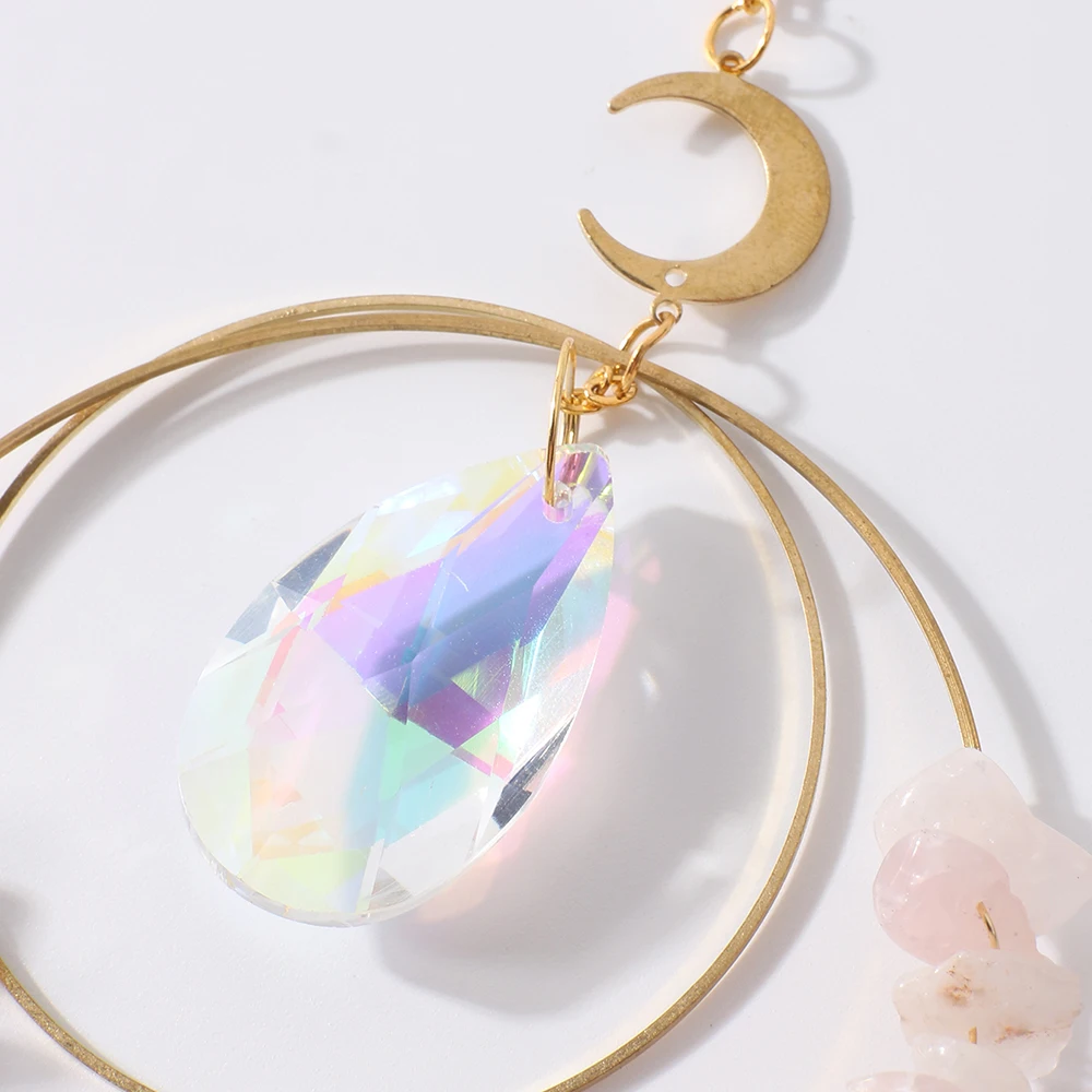 Crystal Suncatcher for Car Rainbow Prism Window Garden Decoration Outdoor Natural Stone Sun Catcher Crystal Gemstone Home Decor sun catcher,sun catchers,window ornament