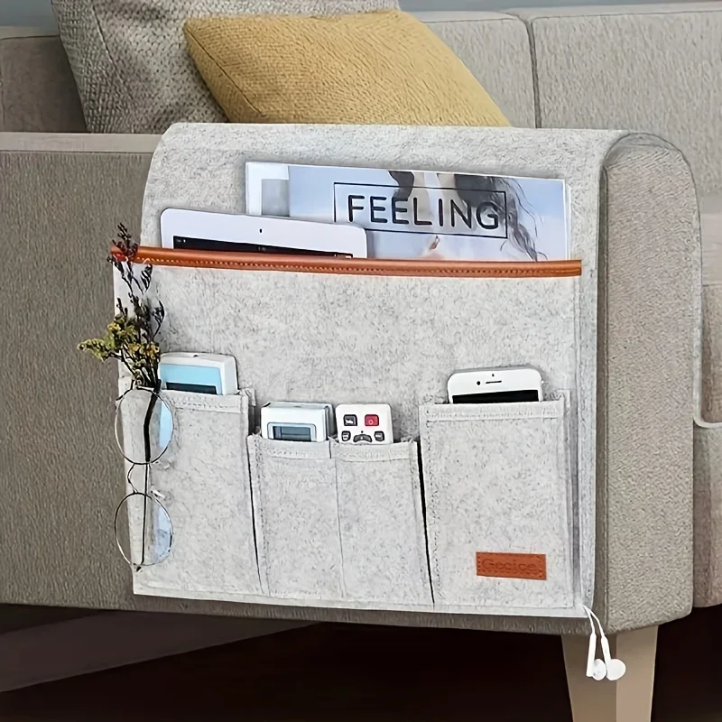 Sturdy Felt Hanging Organizer for Bedside & Dorm Rooms - Multi-Pocket Storage Pouch for Remote Control Books Essentials