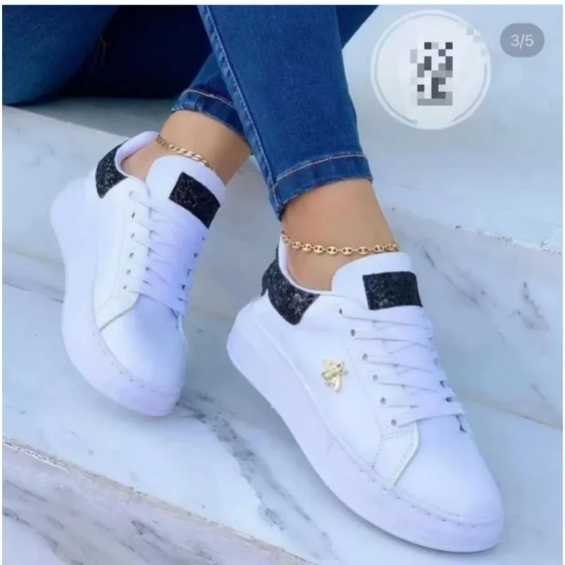 2025 Autumn Shoes Waterproof White  Version Lace Up Casual Flat Sport Shoes Ladies Vulcanized Sneakers for Women Korean 6
