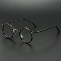Monture de lunettes de luxe de marque rétro, monture ronde pour hommes et femmes, alliage d'acier inoxydable ultraléger, lunettes anti-lumière bleue 3