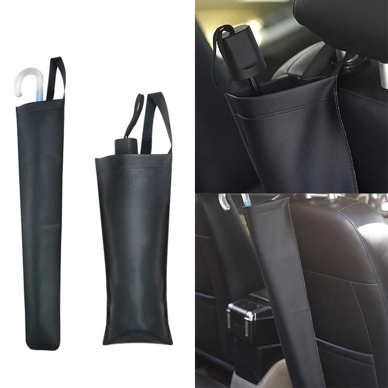 Universal Car Umbrella Cover Seat Back Umbrella Storage Bag Leather Car Storage Bag Holder Auto Tidying Accessories umbrella holder car storage box