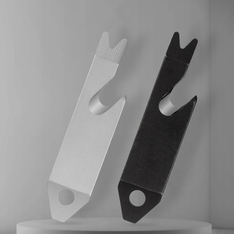Mini-Brecheisen, 420er Edelstahl, Nagelzieher, flacher Schraubendreher, Boxöffner, Linienschneider, Multifunktions-Schlüsselanhänger-Anhänger-Werkzeuge – Detail 5