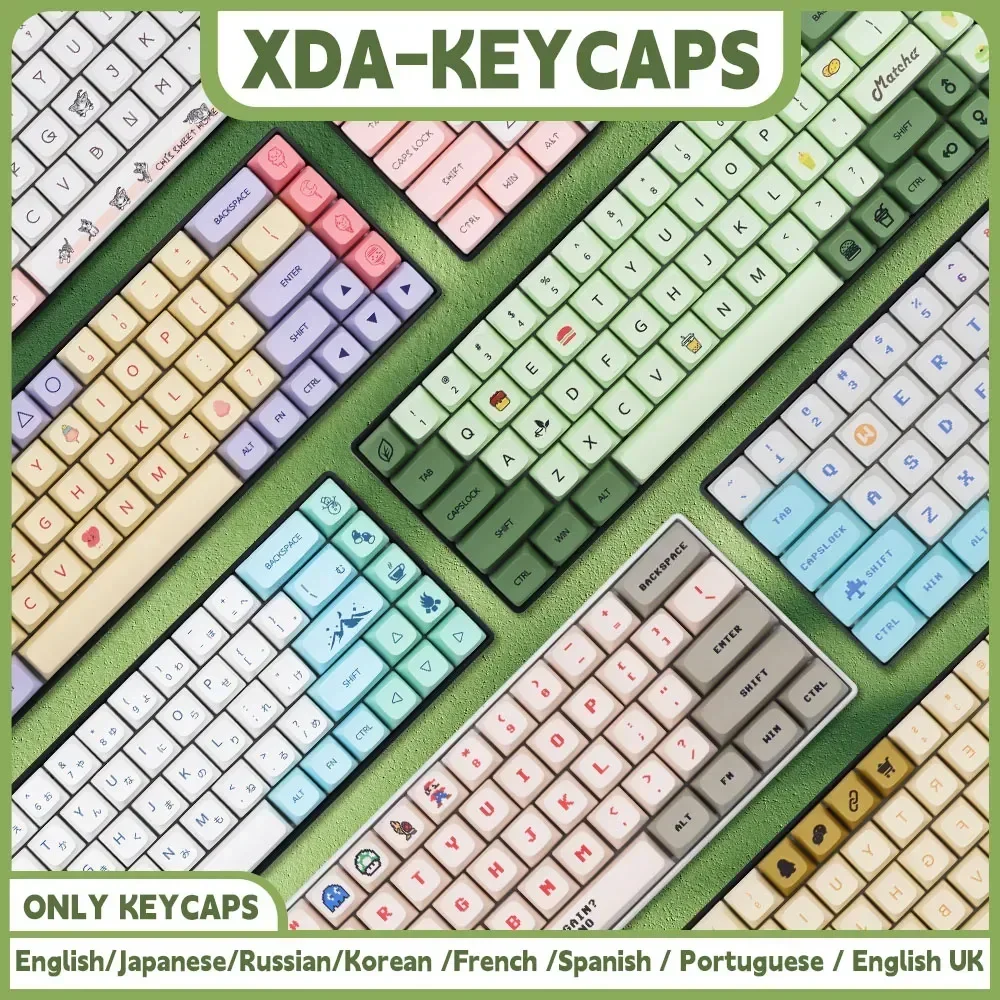 Tampas de Teclas do Teclado para Teclado Mecânico Qwertz Pbt Perfil Xda Layout Iso Espanhol e Idioma Nórdico Keycap Azerty Cherry mx