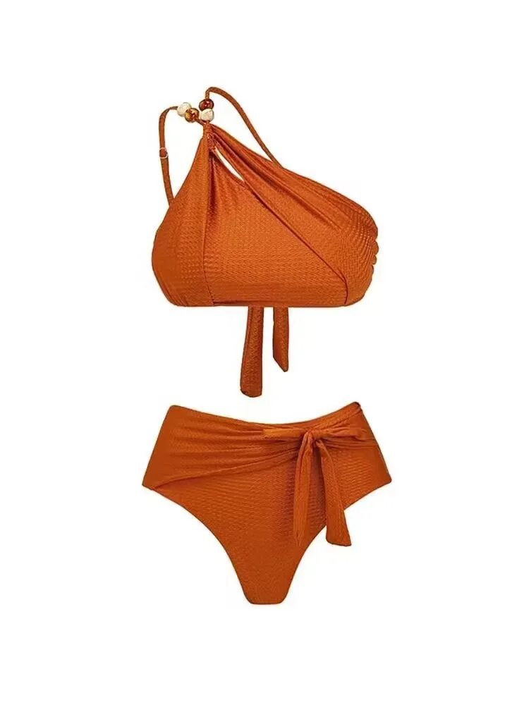 Hollow Out Bikini Swimsuit for Female, Gauze Skirt, French Holiday Style, 3-Piece, New,  Europe and the United States