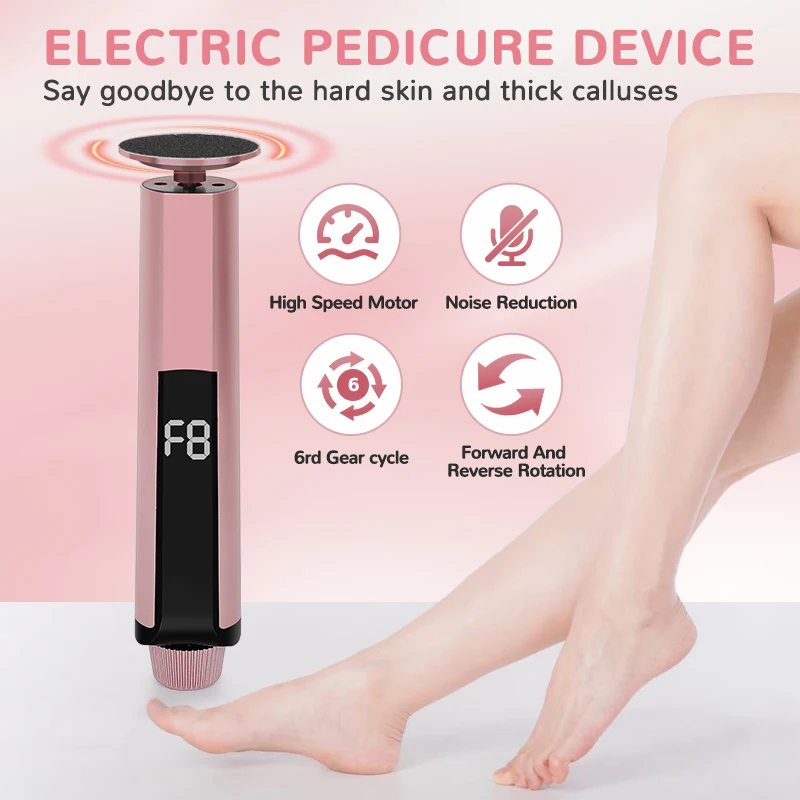 Upgrade 2 in 1 Electric Foot File Callus Remover Nail Grinder with Sandpaper Disks 9 Speed Foot Scrubber Dead Skin Pedicure Tool