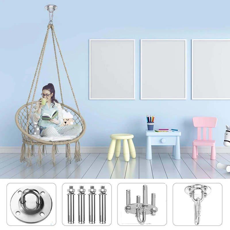 Swing Suspension Hardware,Suspension Ceiling Hook, 360° Rotating Heavy Hook,For Porch Chair Yoga Hammock Gym Swing,Etc 3