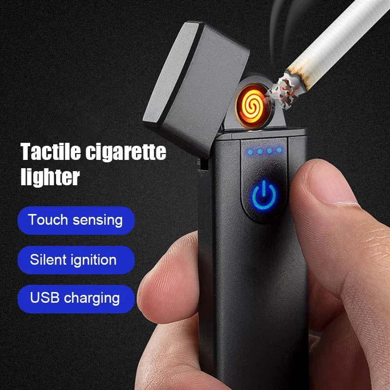 

Trending Mini Usb Charging Lighter Gift Cigarette Lighters for Men Portable Touch Windproof Rechargeable Electric Lighter