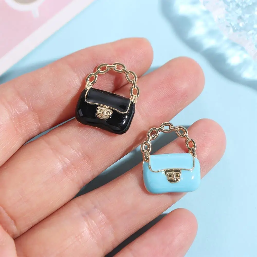 DIY Dollhouse Miniature Metal Handbag Black/White Fashion Miniature Bag Decoration Cute Dollhouse Mini Metal Chain Bag