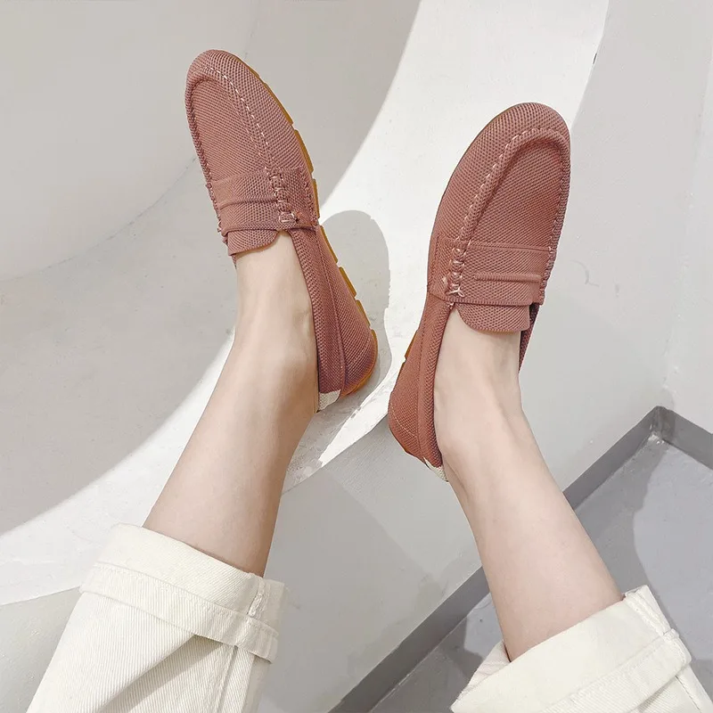 TRAF Woman New Knit Woven Flats Shoes Chic Round Toe Soft Sole Anti Slip Casual Bean Shoes 2024 Autumn Ladies Loafers Flat Shoes 5