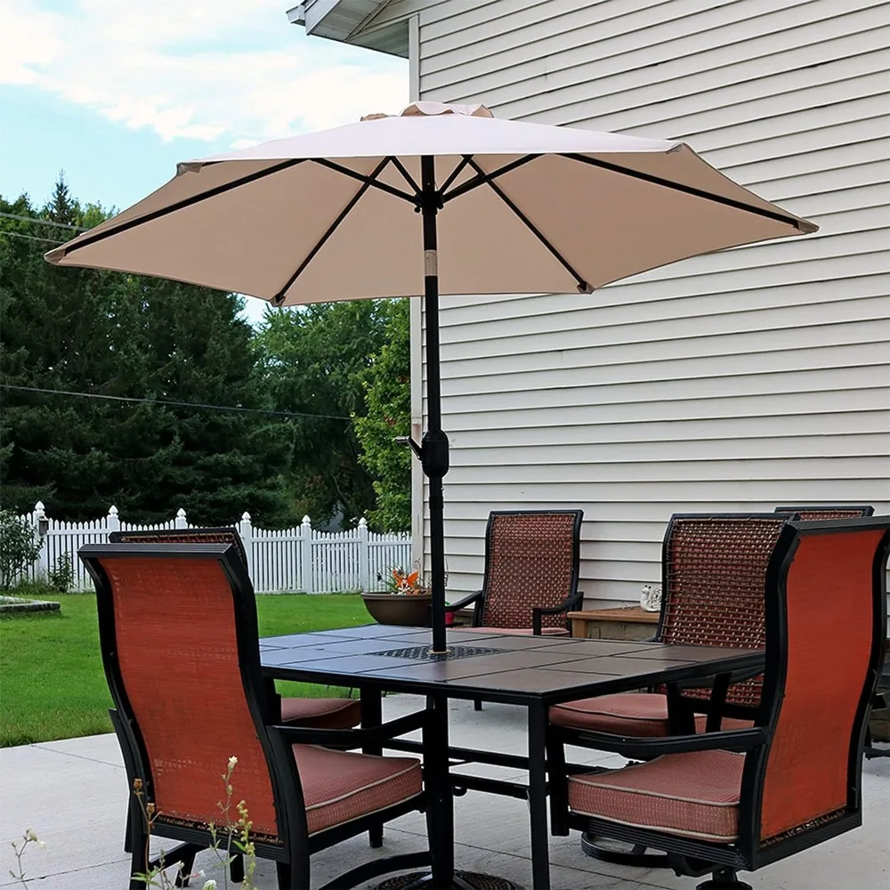 Sunnydaze 7.5 Foot Outdoor Patio Umbrella with Tilt & Crank, Aluminum, Outdoor Umbrella Umbrella BeachBase