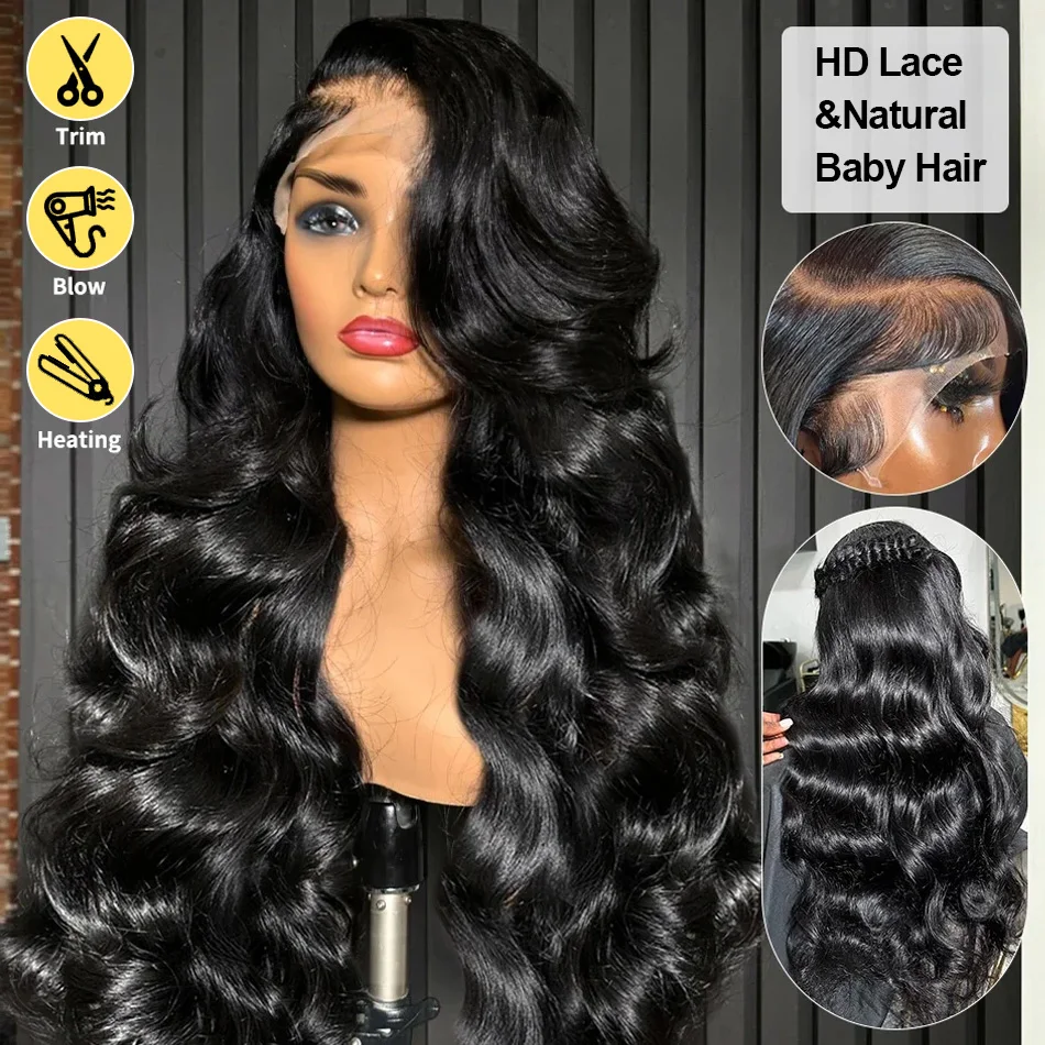 Tewjig 30 40 Inch Body Wave 13x6 HD Lace Frontal Wig Brazilian Human Hair Wigs Water Wave Lace Front Wigs 5x5 Gluless For Women