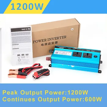 เครื่องแปลงกระแสไฟฟ้า1200/1600/2200W, DC 12/24/48/60V เป็น AC 220V ตัวแปลงแรงดันไฟฟ้า4USB จอแสดงผล LCD พลังงานแสงอาทิตย์ 8