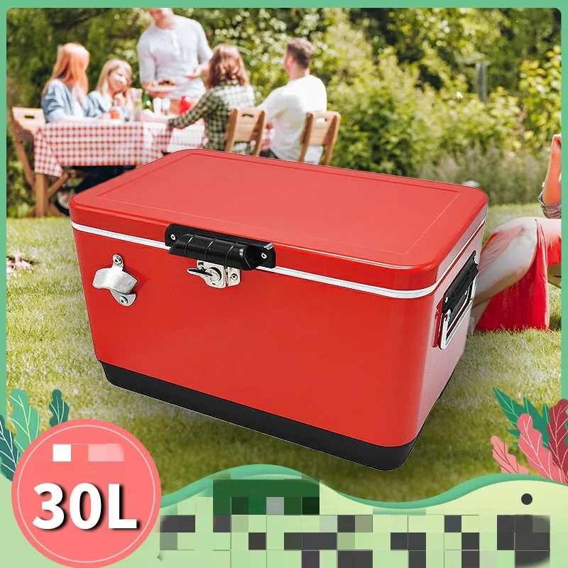 30L Retro Style Metal Bucket Incubator Portable Outdoor Camping Fishing Picnic Fresh Food Drink Insulated Cooler Ice Box 4