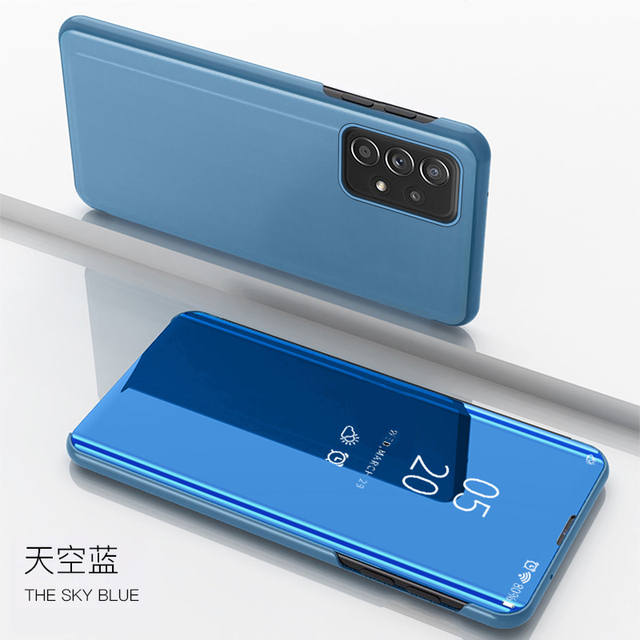Mirror View PU Leather Flip Cover  For Samsung Galaxy A53 M31S M51 A42 Note20 S20 FE A51 A31  A41 A21 A71 M11 A01 A02 A91