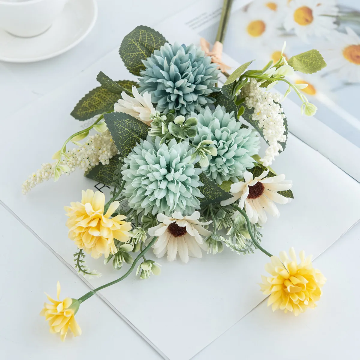 1/2pc Seide Künstliche Blumen Bulbous Chrysantheme Blase Festival Kränze Hochzeit Braut Bouque Home Room Yard Decor Diy geschenke – Detail 3