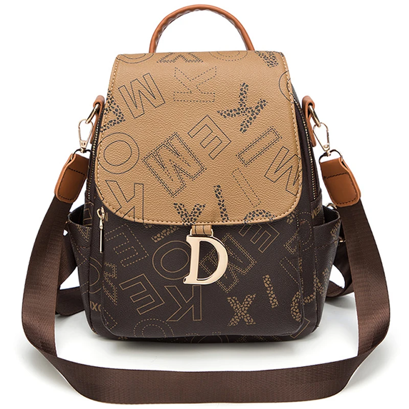 Women High Quality Leather Backpacks Vintage Female Shoulder Bag