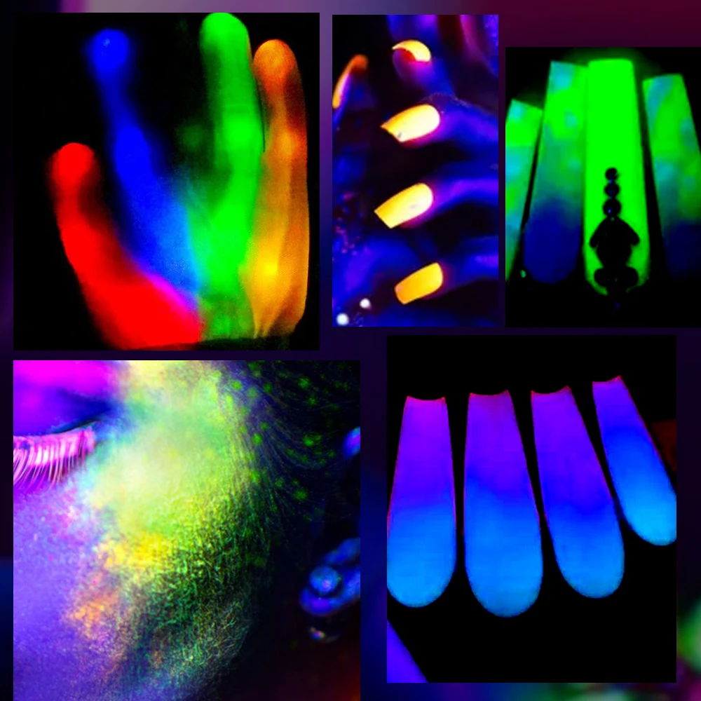 Halloween Luminous Pigment Nail Powder 12-Colorful Glow in Dark Phosphor Powder DIY Party Epoxy Resin Luminous 1/12Pcs